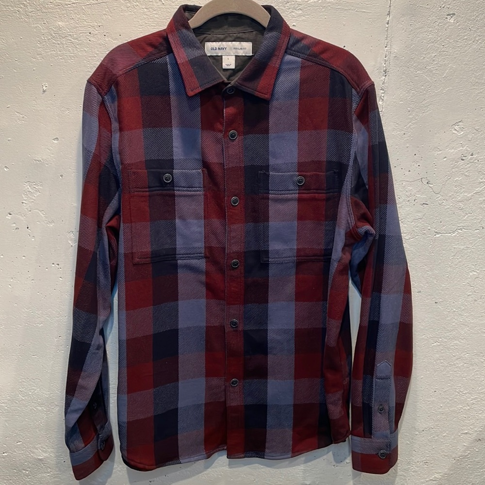 Old Navy Mens Flannel Shirt/Jacket size M Navy/Red/Blue